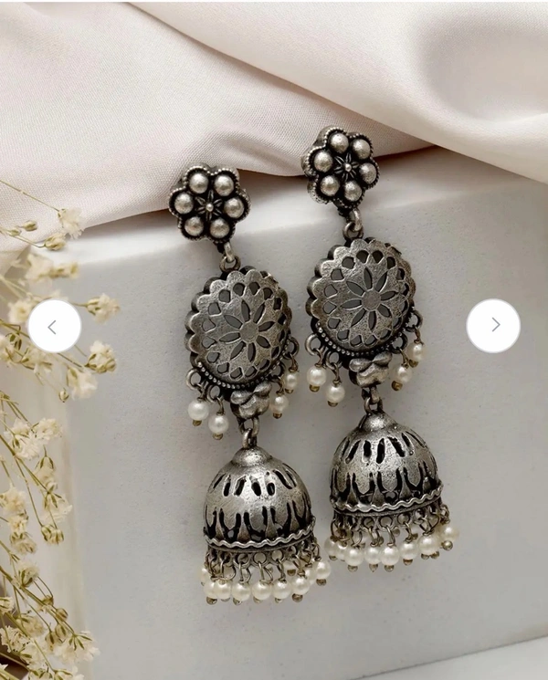 Premium Silver Plated oxidised Dome Shaped Jhumka