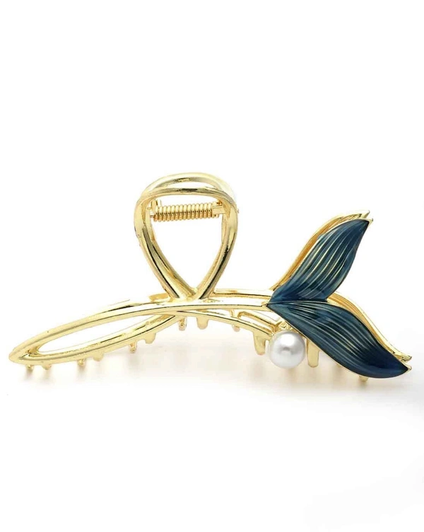 Stylish Mermaid Pearl Golden Metal Hair Claws 👌🏻