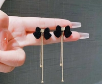 Korean Black Now Long Earrings 