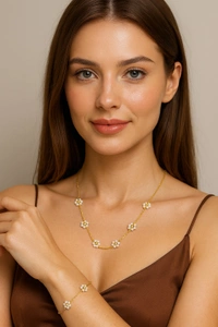 Beautiful Floral With Pearl Combo of Necklace & Bracelet