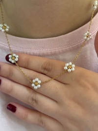 Beautiful Floral With Pearl Combo of Necklace & Bracelet