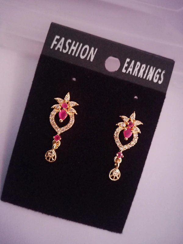 Shiny Gold  Red Earring - Gold, Free