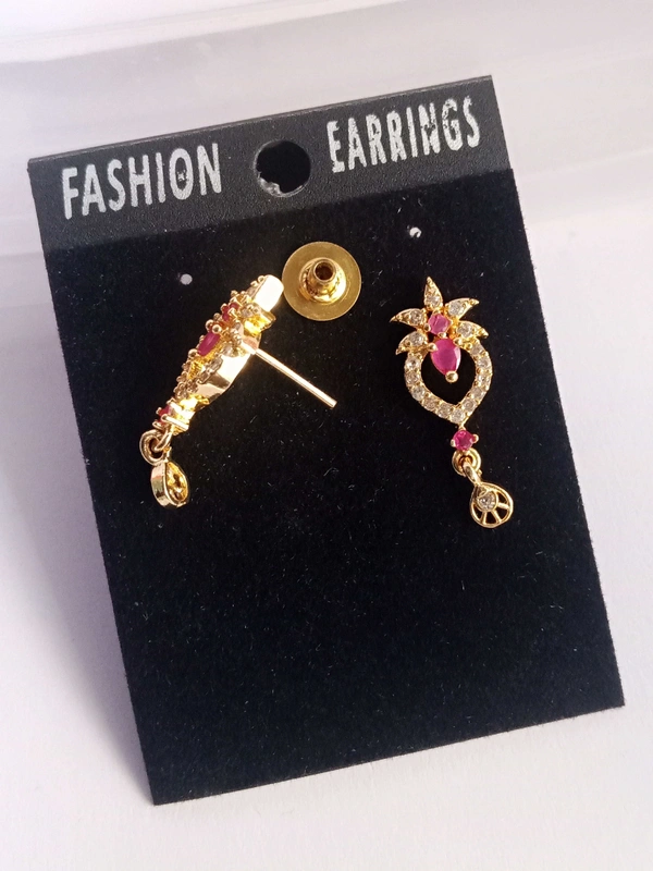 Shiny Gold  Red Earring - Gold, Free