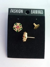 shiny gold  AD Earrings Malti Colour  - Gold, free