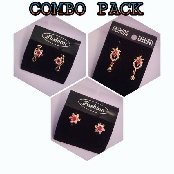 Shiny Gold  Combo Nice Design ToPs Earring  - Gold, Free