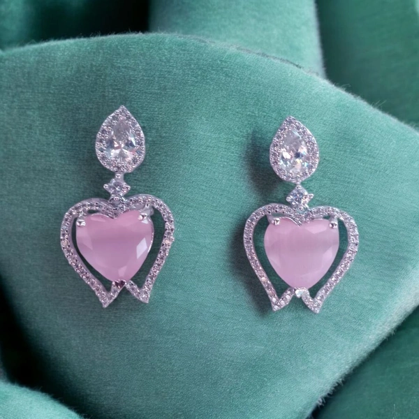 Shiny Gold Pink American Dimond Earring  - Pink, Free, American Dimond