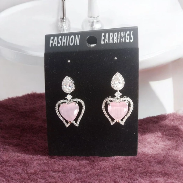 Shiny Gold Pink American Dimond Earring  - Pink, Free, American Dimond