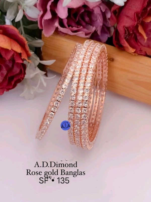 Shiny Gold  rose gold bangles - Pirate Gold, 4.4, American Diamonds
