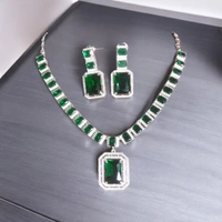 Shiny Gold  silver plated necklace set - Pine Green, Free, American Diamonds