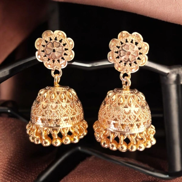 shiny gold  Trading Jhumki Earring  - Gold, Gold Plating, Free