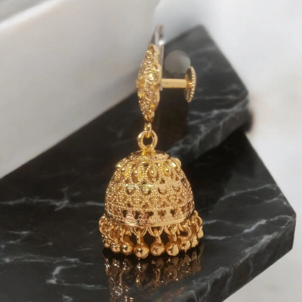 shiny gold  Trading Jhumki Earring  - Gold, Gold Plating, Free