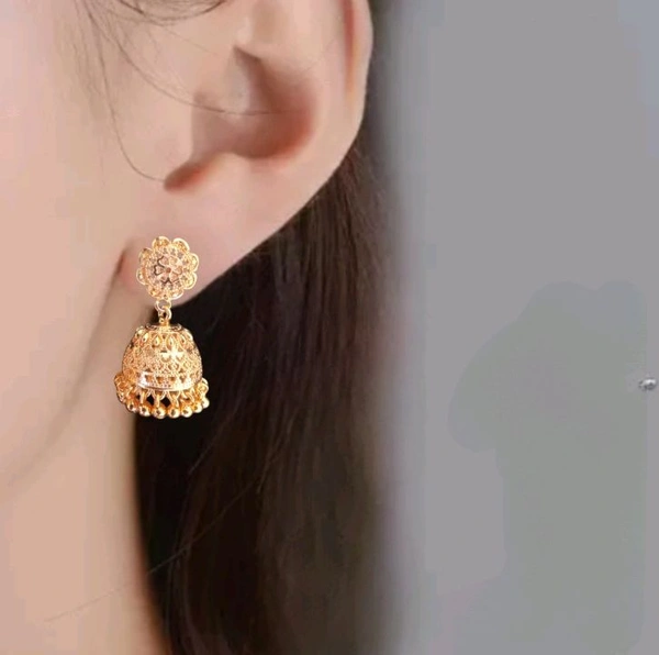 shiny gold  Trading Jhumki Earring  - Gold, Gold Plating, Free