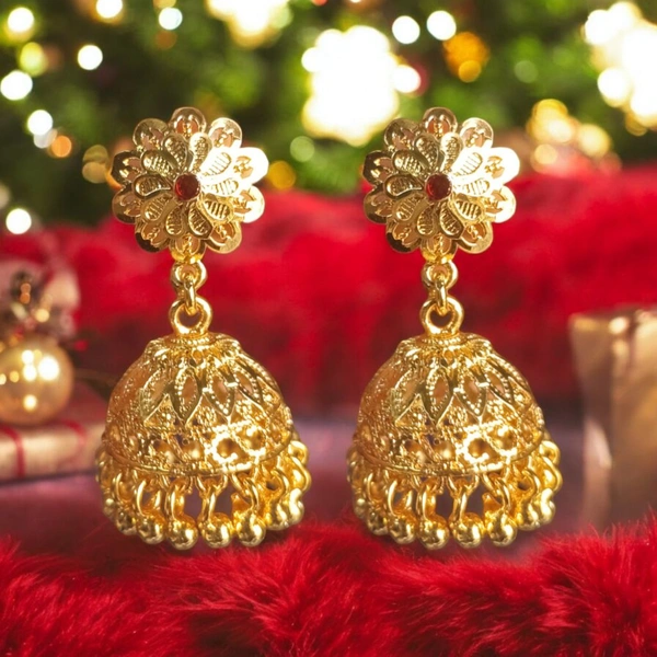 Shiny Gold  Jhumka for Women and girls  - Gold Plating, Meenakari