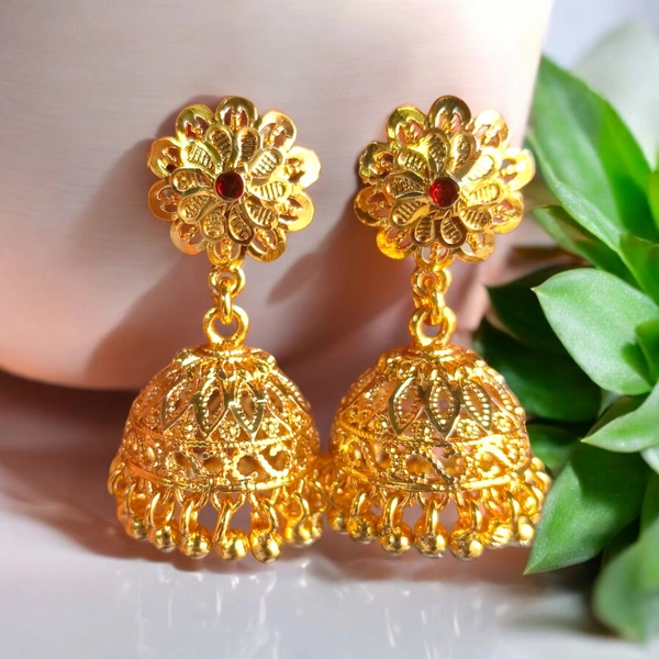 Shiny Gold  Jhumka for Women and girls  - Gold Plating, Meenakari