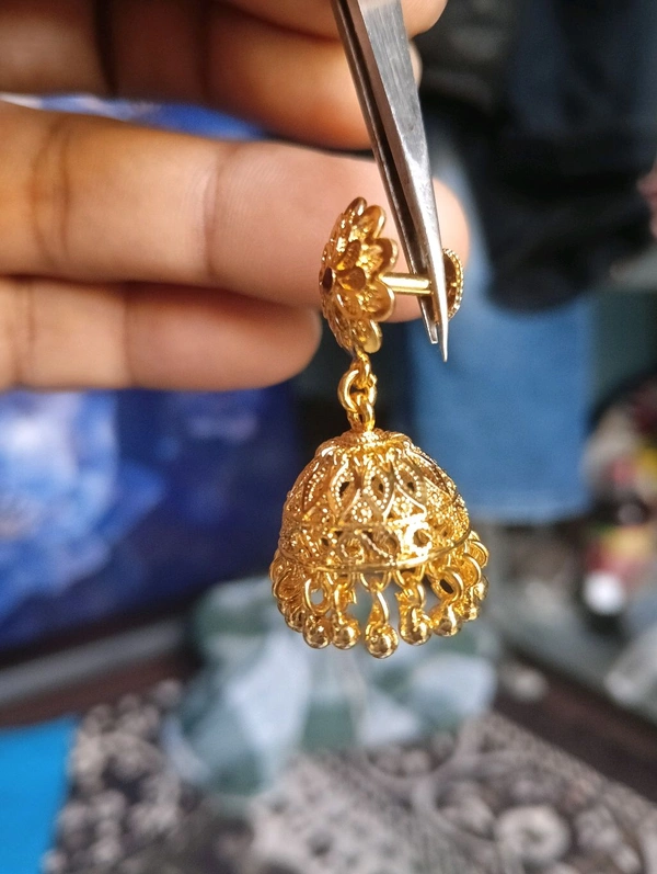 Shiny Gold  Jhumka for Women and girls  - Gold Plating, Meenakari