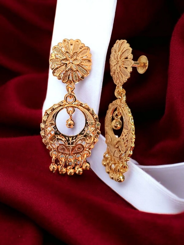 Shiny Gold  Chand Bali fashion earring - Gold, Gold Plated, Free