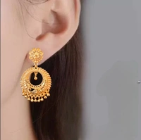 Shiny Gold  Golden Peacock Earrings Chand Bali  - Pirate Gold, Gold Plating, Free