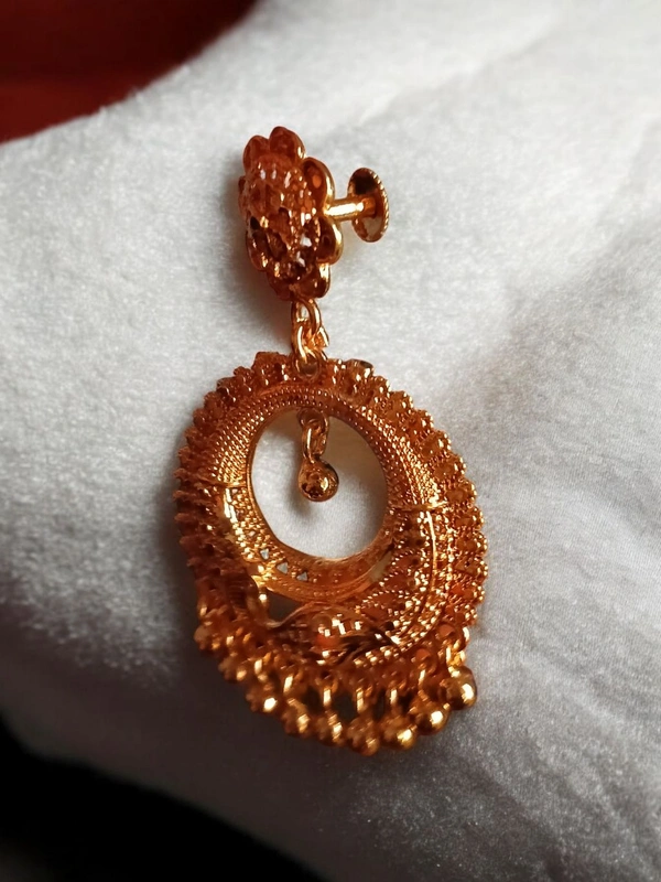 Shiny Gold  Golden Peacock Earrings Chand Bali  - Pirate Gold, Gold Plating, Free