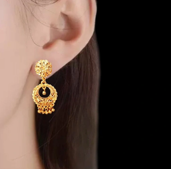 Shiny Gold  Combo Earrings Jhumka Chand Bali  - Gold, Free