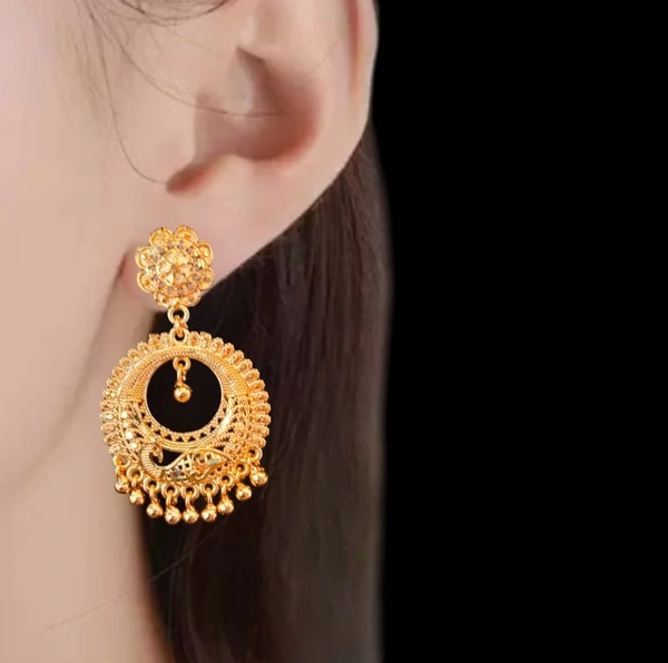 Shiny Gold  Combo Earrings Jhumka Chand Bali  - Gold, Free