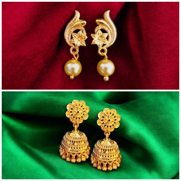 shiny gold  Antique Gold Finish Jhumka Earrings for Women (Both images, if applicable) - Gold, free
