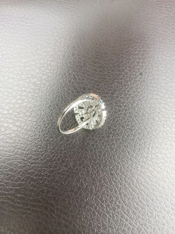 Shiny Gold  AD Finger Ring  - Blue, Silver, 13