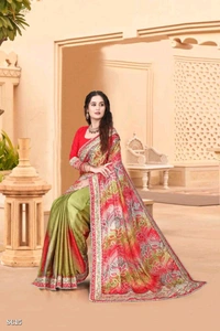Catalog Name: *Bright Moss Bandhani Saree*

Fabric Bright Moss chiffon
Bandhani Saree with Heavy Embroidery Work lace saree in two shades saree half and half

blouse.80 Banglori Silk With Lace 

party wear and Wedding saree 

Brand Name: *Smriti Collection *

_*Free Shipping! COD Available! Returns Available!*_
Extra ₹40charge for cash on delivery (COD) orders
 - Free