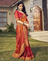 Catalog Name: *Kavya Bandhani Saree*

Moss Chiffon Fabric Bandhani Saree in Two shade saree with Embroidery Work and heavy lace work saree

saree cut 5.50

blouse.80 Bandlori silk with lace 

party wear and Wedding saree 

Brand Name: *Smriti Collection *

_*Free Shipping! COD Available! Returns Available!*_
Extra ₹40charge for cash on delivery (COD) order - Free