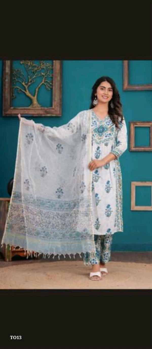 Catalog Name: *Pure Cotton Suit With Kota Doria Duppta*

Designed for daily wear, office, or casual outings, this suit ensures a flattering silhouette without compromising on comfort.
pure cotton suits with kota doria duppta 
handblock prints with hand work
size 38-46

Brand Name: *Tales Of Threads*

_ - Xxxl
