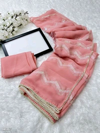 Catalog Name: *Heavy Chifon Georgette Fabric With All Over Sequence Work And Pari Designer Lace Border*

*SAREES FABRIC*:-Heavy Chifon Georgette fabric with all over sequence work and pari  designer lace border*

*Blouse*:-Running blouse

Length:-5.50 MTR sarees and 0.80 mtrblouse*

*Design your Desire*

Brand Name: *Lilu Ethnics*

 - Free