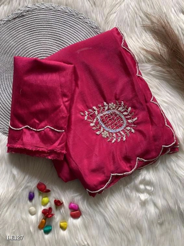 Catalog Name: *Designer Heavy Chinon Saree*

*New Arrival*

*Lovely colour combination  Chinon  with Moti & braso beautifully hand work Butta Designer saree with Moti & Cut work border...✨*

Fabric:- Chinon  silks..

Blouse:- *Mono Banglori Silk Saree Matching With Cutwork Border *
*🌺Beautiful colours available

*So beautiful saree 😍*
*Just looking - Free