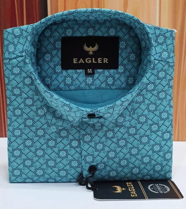 Premium Printed Shirt  - XL, sky blue
