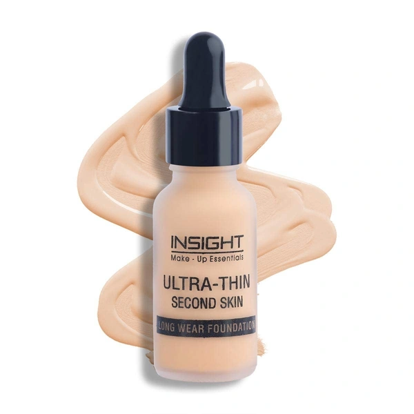 Insight Cosmetics Ultra-Thin Second Skin Long Wear Liquid Foundation | Waterproof Full Coverage Long Lasting | Light Oil Free Face Makeup| 20ml - 03-SUN BEIGE