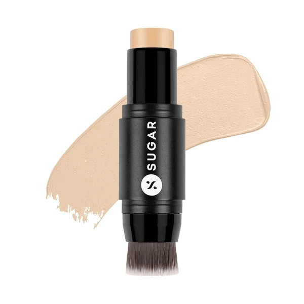 SUGAR Cosmetics Ace Of Face Foundation Stick  - Waterproof, Full Coverage Foundation for Women with Inbuilt Brush | Mini - 7 g - 10 Latte (Light Warm Undertone)