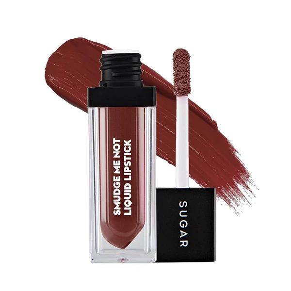 SUGAR Cosmetics - Smudge Me Not - Liquid Lipstick ,Ultra Matte, Transferproof and Waterproof, Lasts Up to 12 hours ,4.5ml - 14 Teak Mystique (Warm Brown)