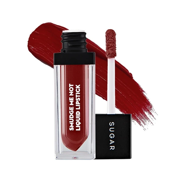 SUGAR Cosmetics - Smudge Me Not - Liquid Lipstick ,Ultra Matte, Transferproof and Waterproof, Lasts Up to 12 hours ,4.5ml - 21 Aubergine Queen (Blackened Burgundy)