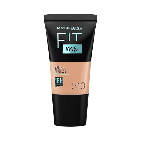 Maybelline New York Liquid Foundation, Matte & Poreless, Full Coverage Blendable Normal to Oily Skin, Fit Me, 18ml - 310 Sun beige