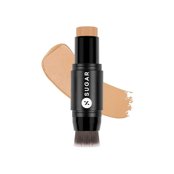 SUGAR Cosmetics Ace Of Face Foundation Stick  - Waterproof, Full Coverage Foundation for Women with Inbuilt Brush | Mini - 7 g - 40 Breve (Medium Beige, Warm Undertone)