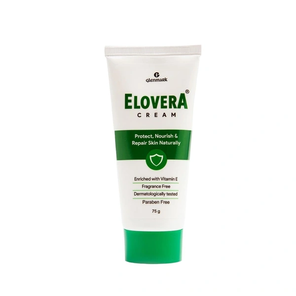 Elovera Moisturising Cream| For Dry Skin | with Aloe Vera & Vitamin E | Protects, Nourishes and Repairs Skin | Paraben Free | Fragrance Free - 75G, INDIA