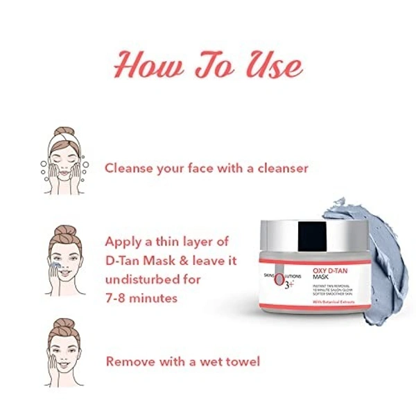 O3+ Oxy D-Tan Mask Instant Tan Removal & Sun Damage Protection for All Skin Types 50gm