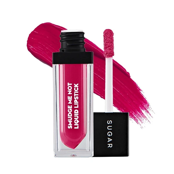 SUGAR Cosmetics - Smudge Me Not - Liquid Lipstick ,Ultra Matte, Transferproof and Waterproof, Lasts Up to 12 hours ,4.5ml - 43 Hot Shot (Hot Pink/Dark Fuchsia Pink)