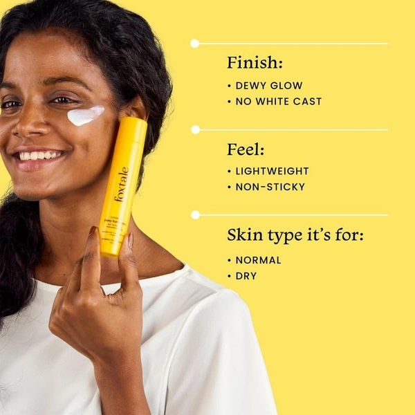 Foxtale FoxTale Niacinamide Dewy Sunscreen For All Skin Type Spf 70 Pa++++ | No White Cast | Non Greasy | Anti-Tan Formula | For Spot Depigmentation | Men & Women | 50 Ml - INDIA