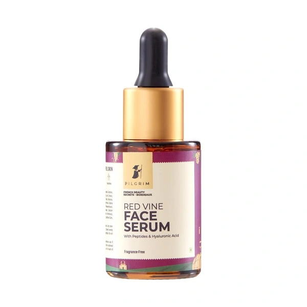 PILGRIM French Red Vine & Hyaluronic acid serum with peptides | Red vine serum for face | Hyaluronic acid serum for face | For women & men | All skin types | 30 ml 