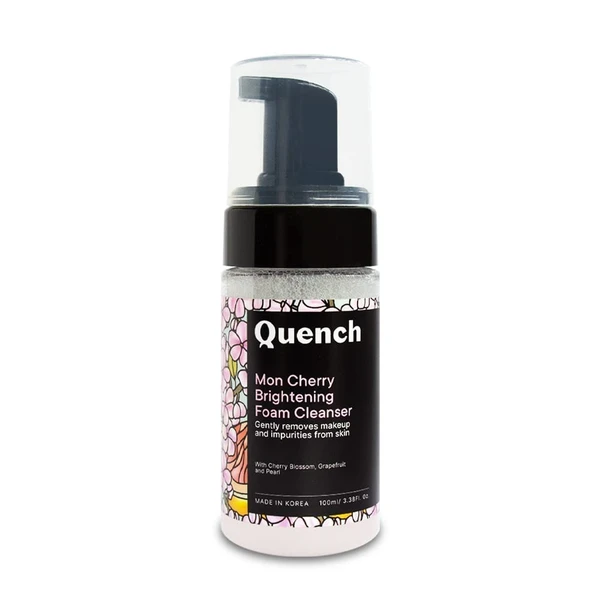 QUENCH Quench Botanics Mon Cherry Brightening Foam Face Wash| Made in Korea | Korean Face Wash for Glowing Skin| with Cherry Blossom & Pearl Extracts (100ml)