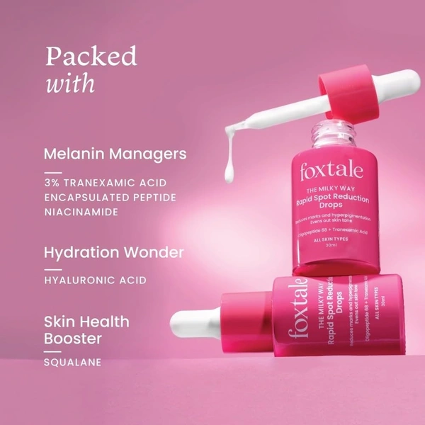 Foxtale 3% Tranexamic Acid Face Serum with Peptides & Niacinamide for Hyperpigmentation, Reduces Marks & Dark Spots, Evens Out Skin Tone, All Skin Types, Men and Women - 30 ml