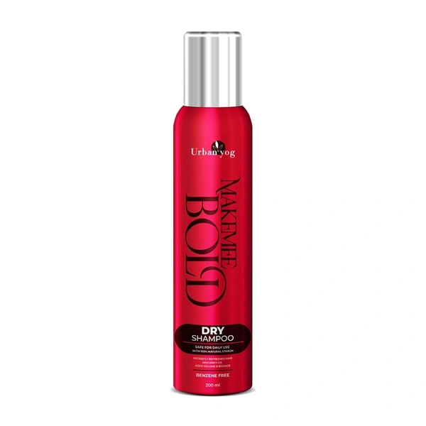 Urban Yog MakeMeeBold Dry Shampoo for Women by Urban Yog | Benzene-Free | 100% Natural Starch | Instant Hair Refresh | | Absorbs Oil and Dirt | Hair Volumizer | Safe For Daily Use | For All Hair Types - 200 ml - Mar'2026