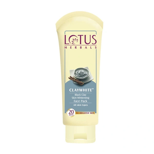 Lotus Herbals Claywhite Black Clay Face Pack | Detans Skin & Unclogs Pores - 120g