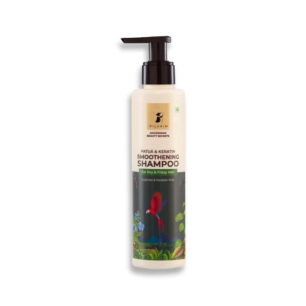 Pilgrim Patua & Keratin Hair SMOOTHENING SHAMPOO for Dry & Frizzy hair | Sulphate & Paraben free shampoo for Women & Men | Shampoo for hair Smoothening & healthy scalp | 200 ml 