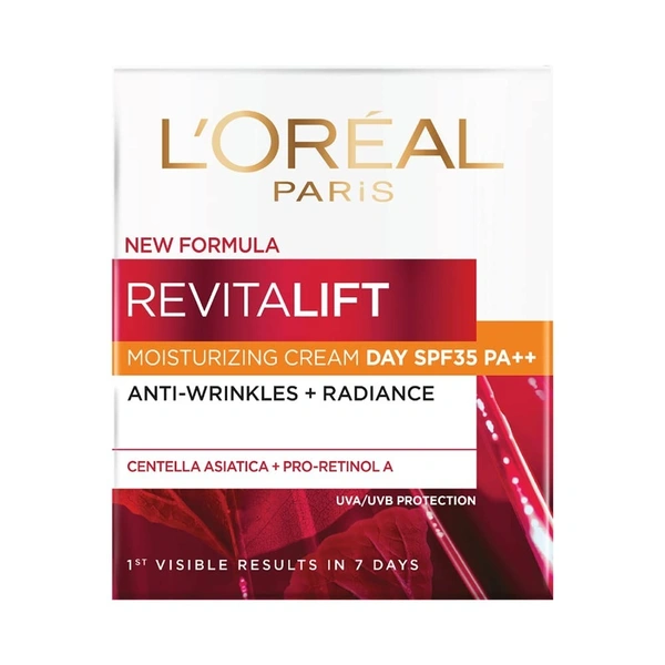 L'Oreal Paris Day Cream, SPF 35 Pa++, Anti-Wrinkle and Radiance, Boosts Skin Elasticity, With Centella Asiatica,Revitalift, 50ml - Dec'2026
