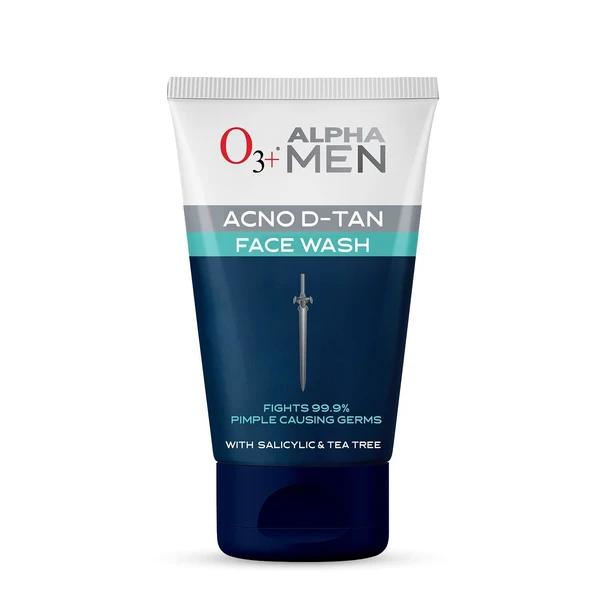 O3+ ALPHA MEN Acno D-TAN Face Wash with Tea Tree for Oily Skin | Detan Face Wash for TAN Removal | Removes Acne and Dirt - 100 ml